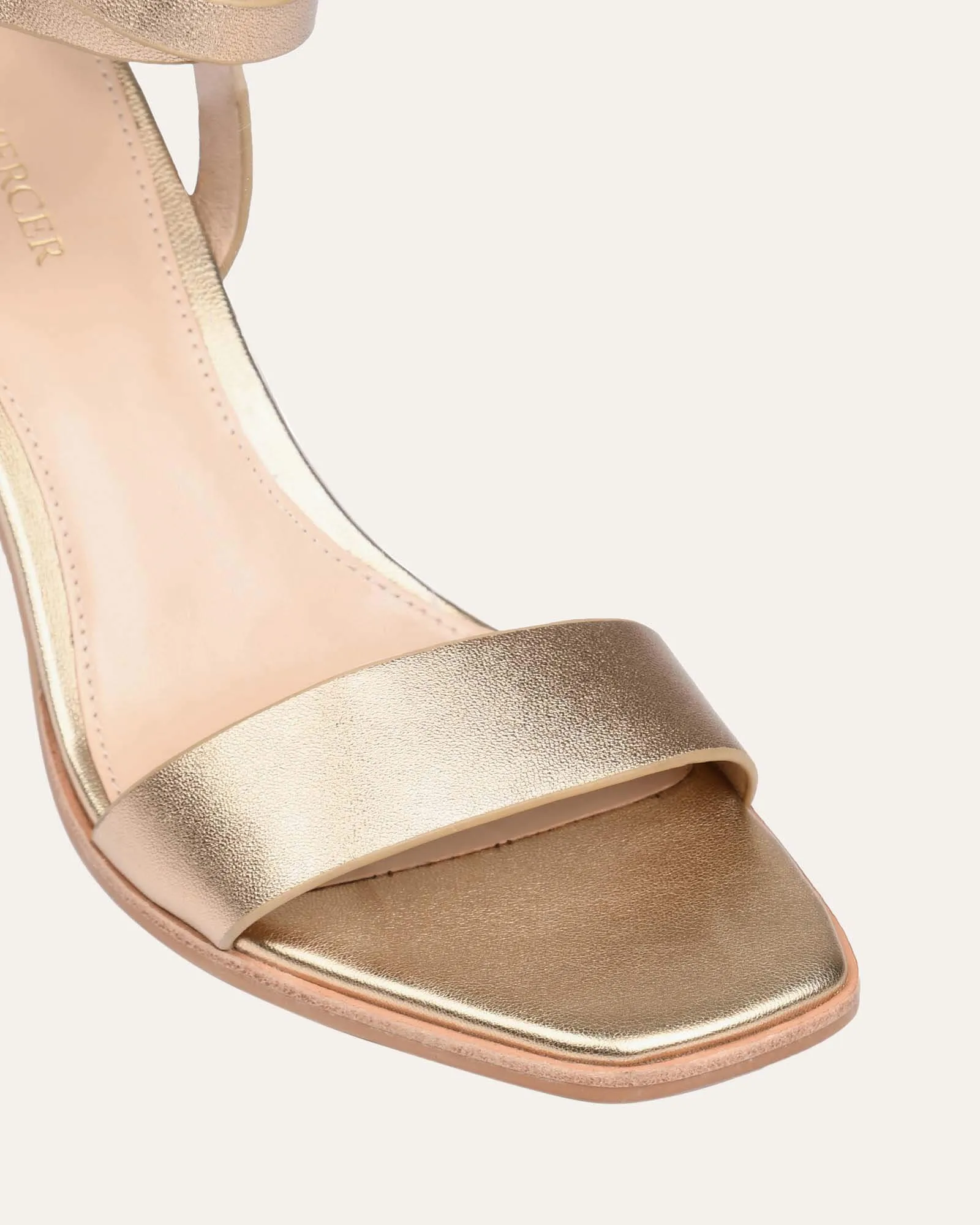 NATSU MID HEEL SANDALS SOFT GOLD LEATHER