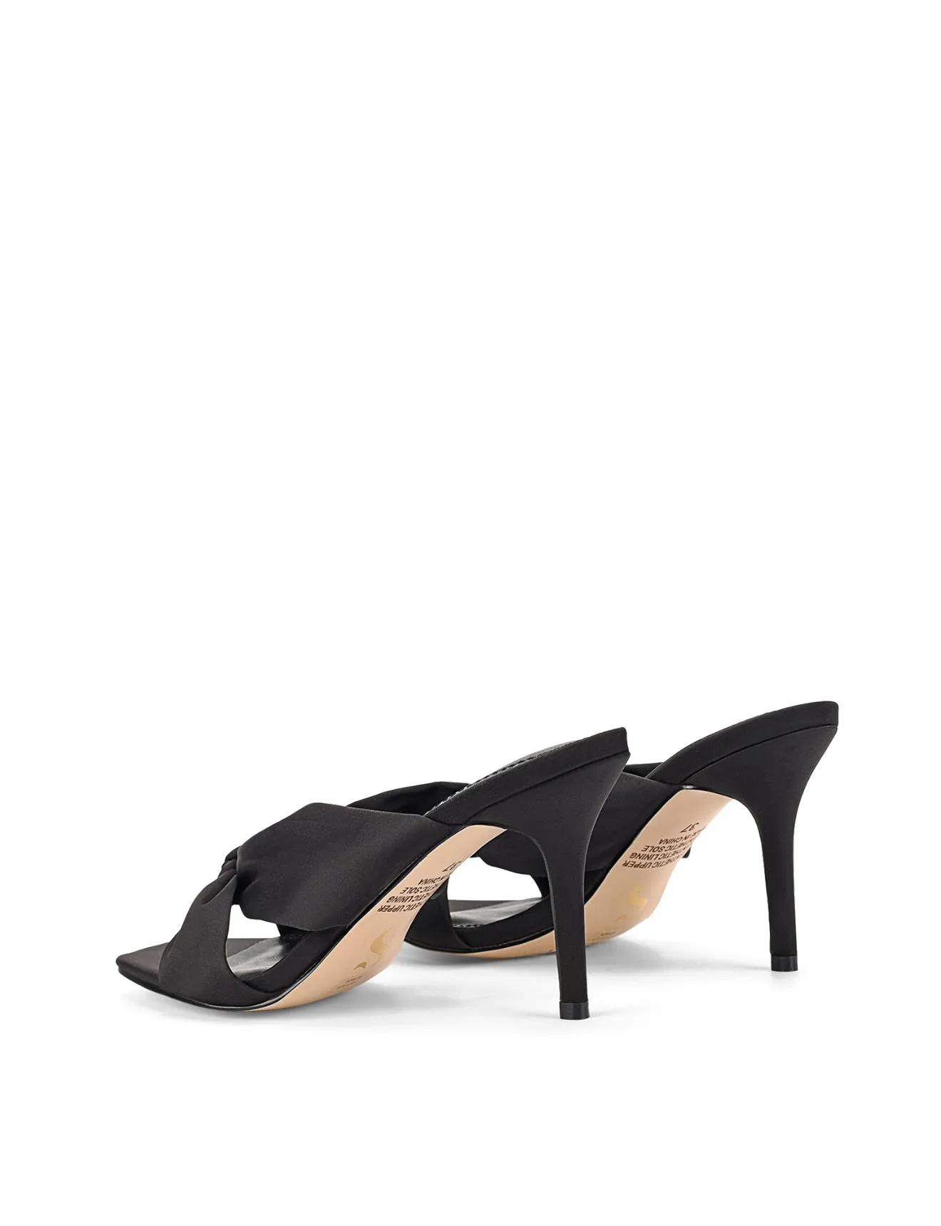 Nicola Satin Knot Mules - Black Satin