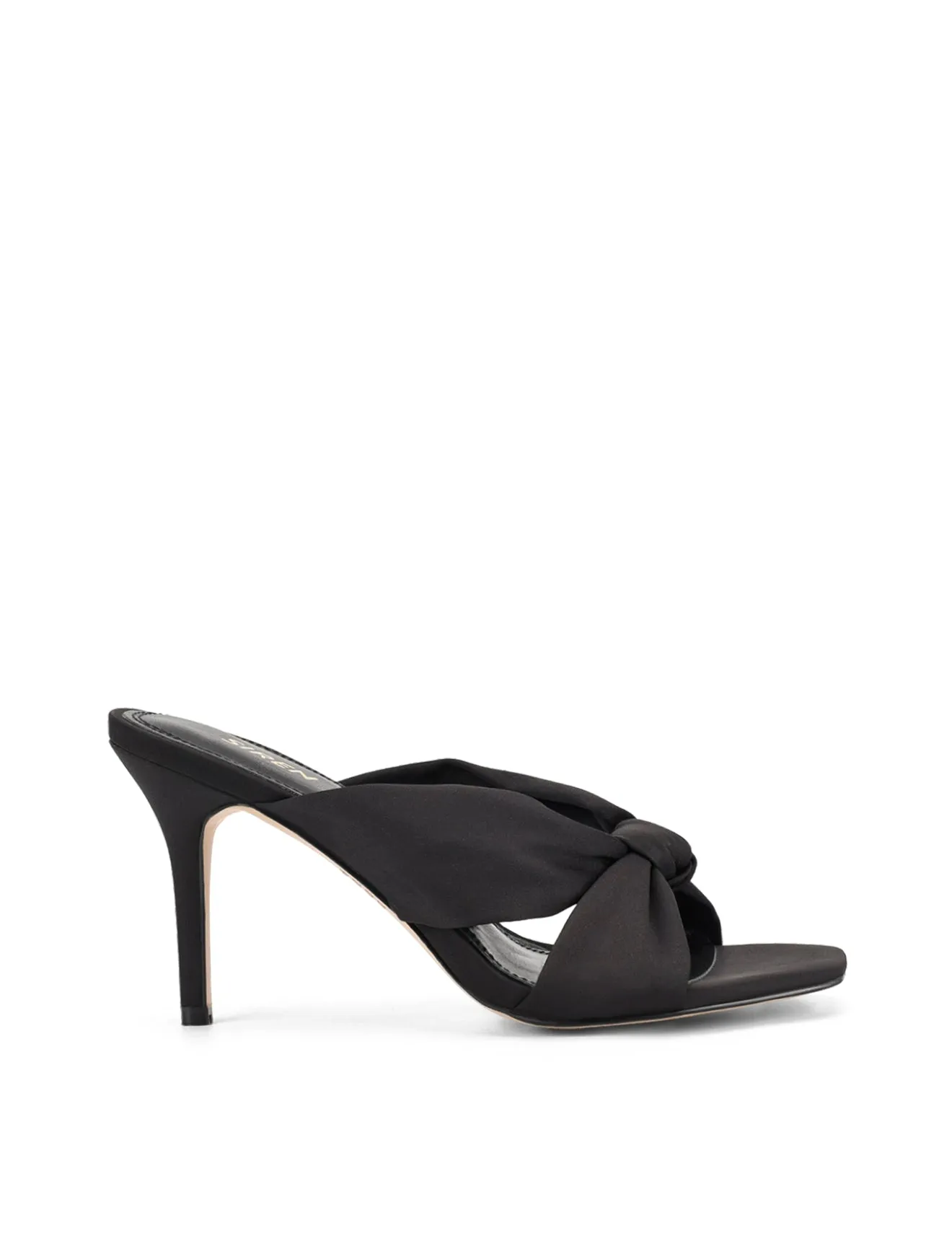 Nicola Satin Knot Mules - Black Satin