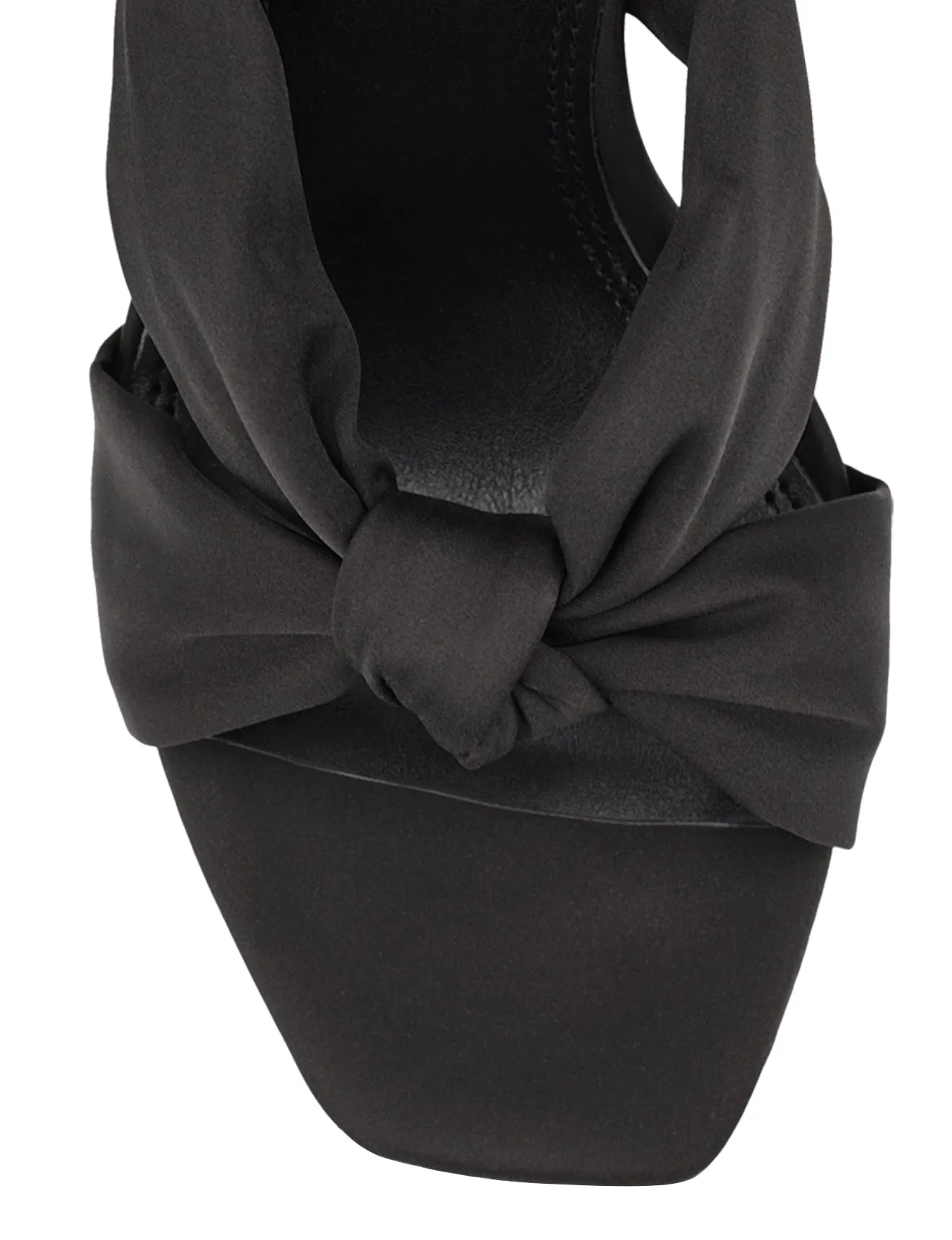 Nicola Satin Knot Mules - Black Satin