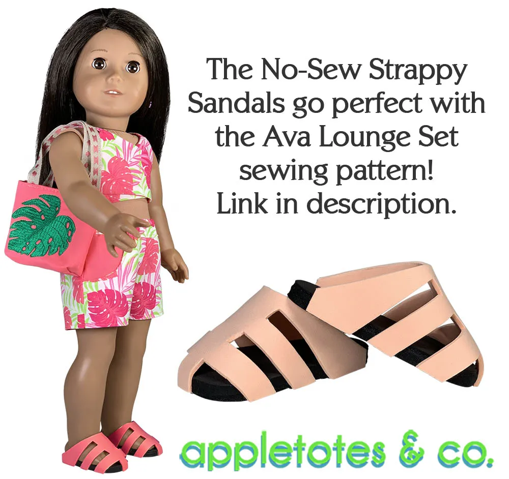 No-Sew Strappy Sandals Sewing Pattern for 18 Inch Dolls - SVG Files Included