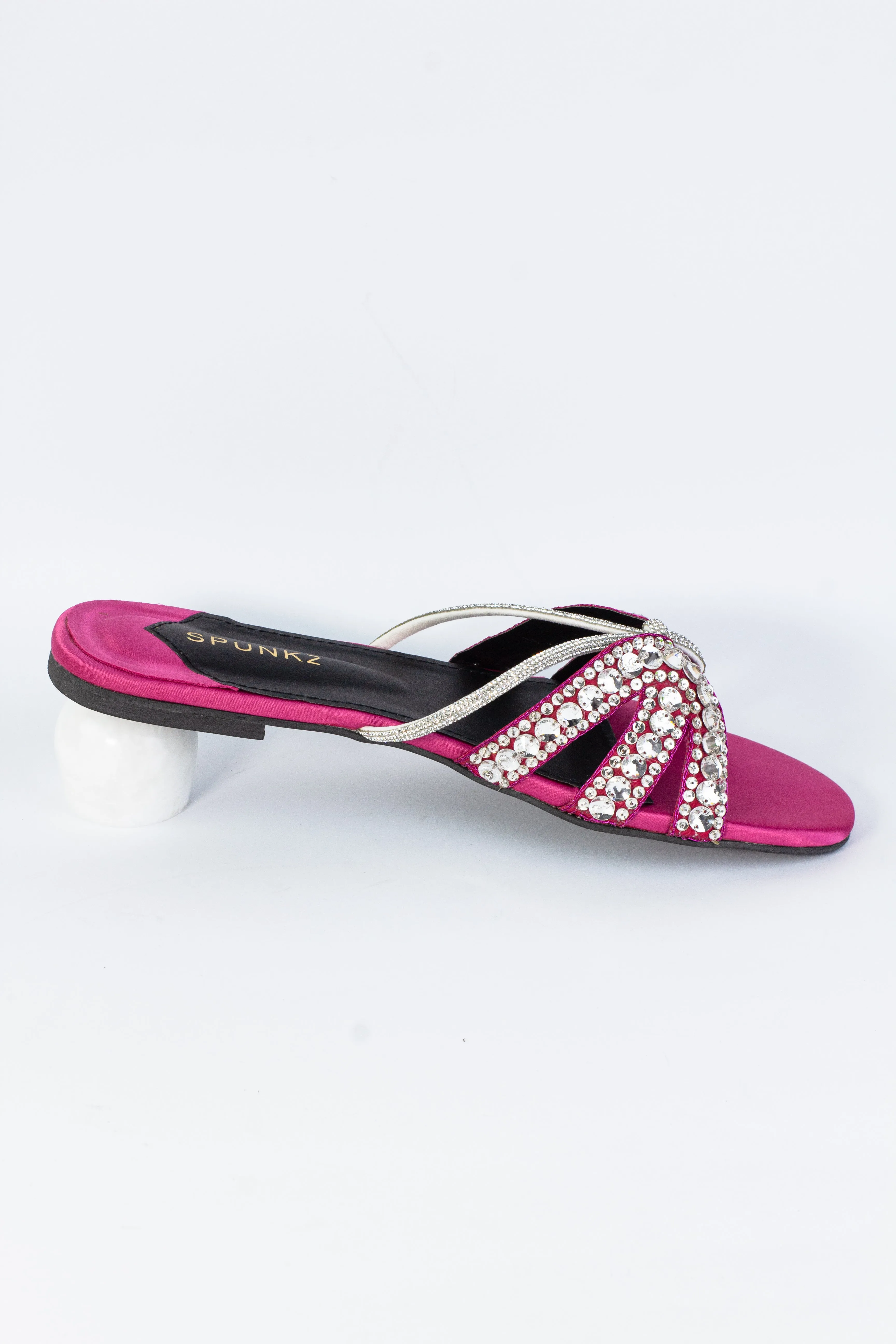 Norah Crystal Embellished Pink Slide Flats