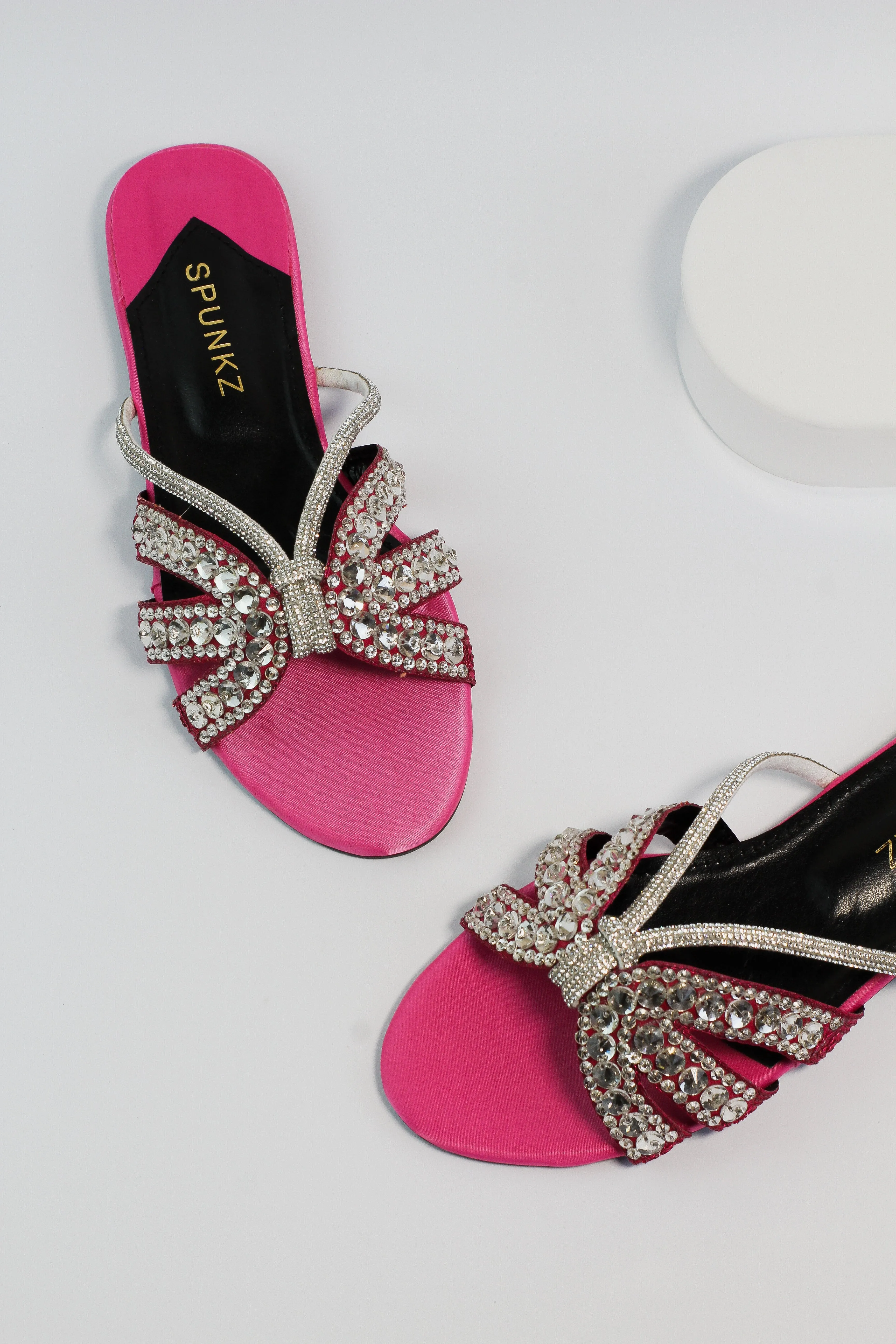 Norah Crystal Embellished Pink Slide Flats