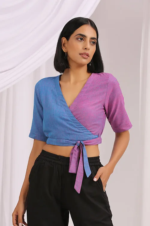 Okhai 'Sunset Love' Jamdani Handwoven Wrap Top