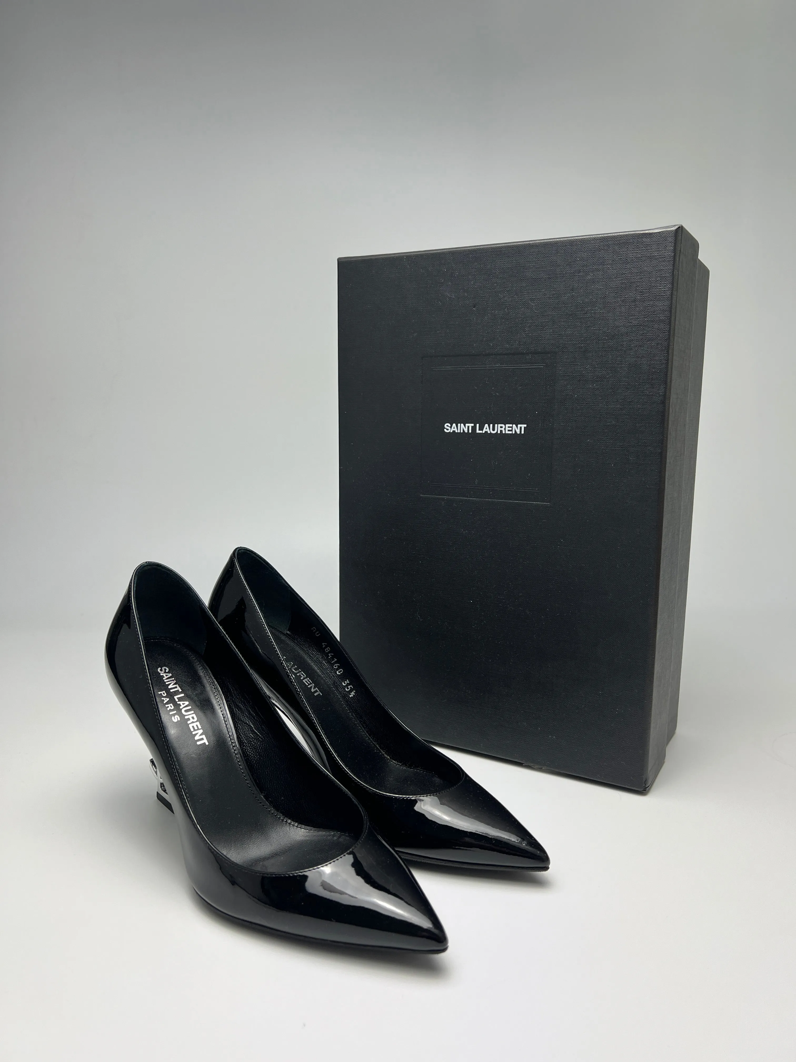 Opyum 85 Black Patent with Nickel Palladium Hardware Pumps