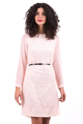 Peach Chiffon Lace Dress AVAILABLE IN PLUS SIZES