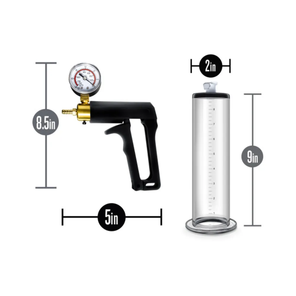 Performance - Vx7 Vacuum Penis Pump With Brass Trigger & Pressure Gauge  -  Clear