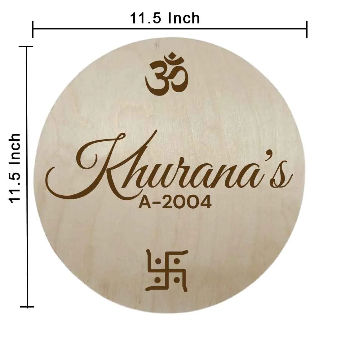 Personalized Wooden Name Plates for Home Flat Engraved Round Name Board