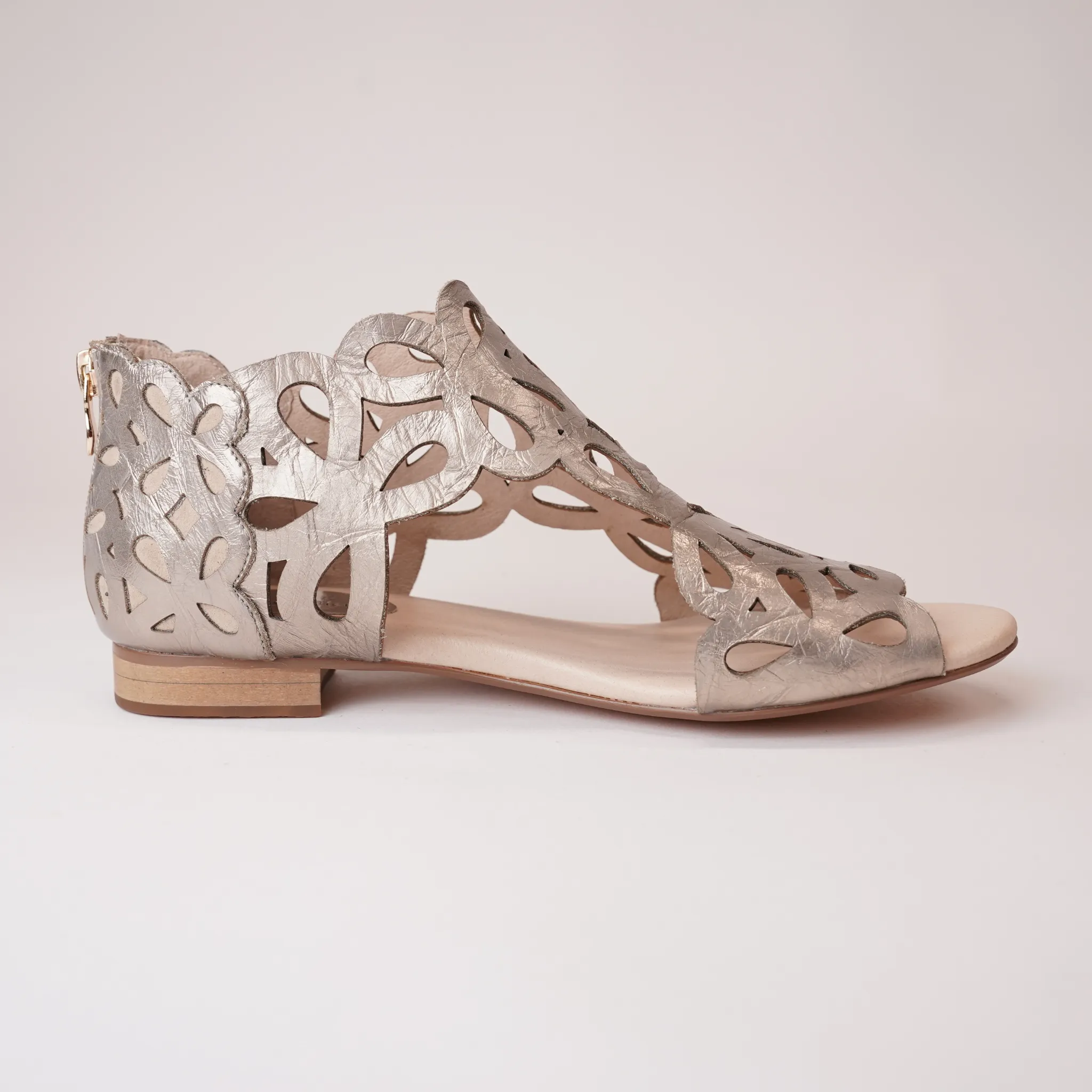 Pietro Champagne Metallic Leather Sandals