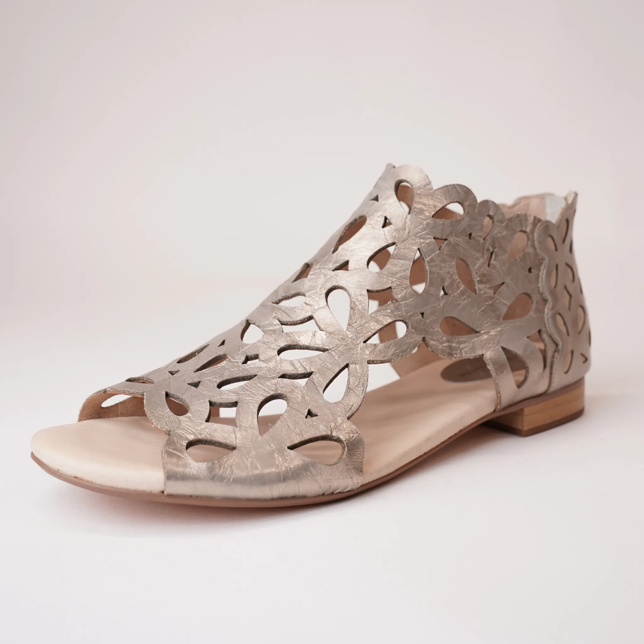 Pietro Champagne Metallic Leather Sandals