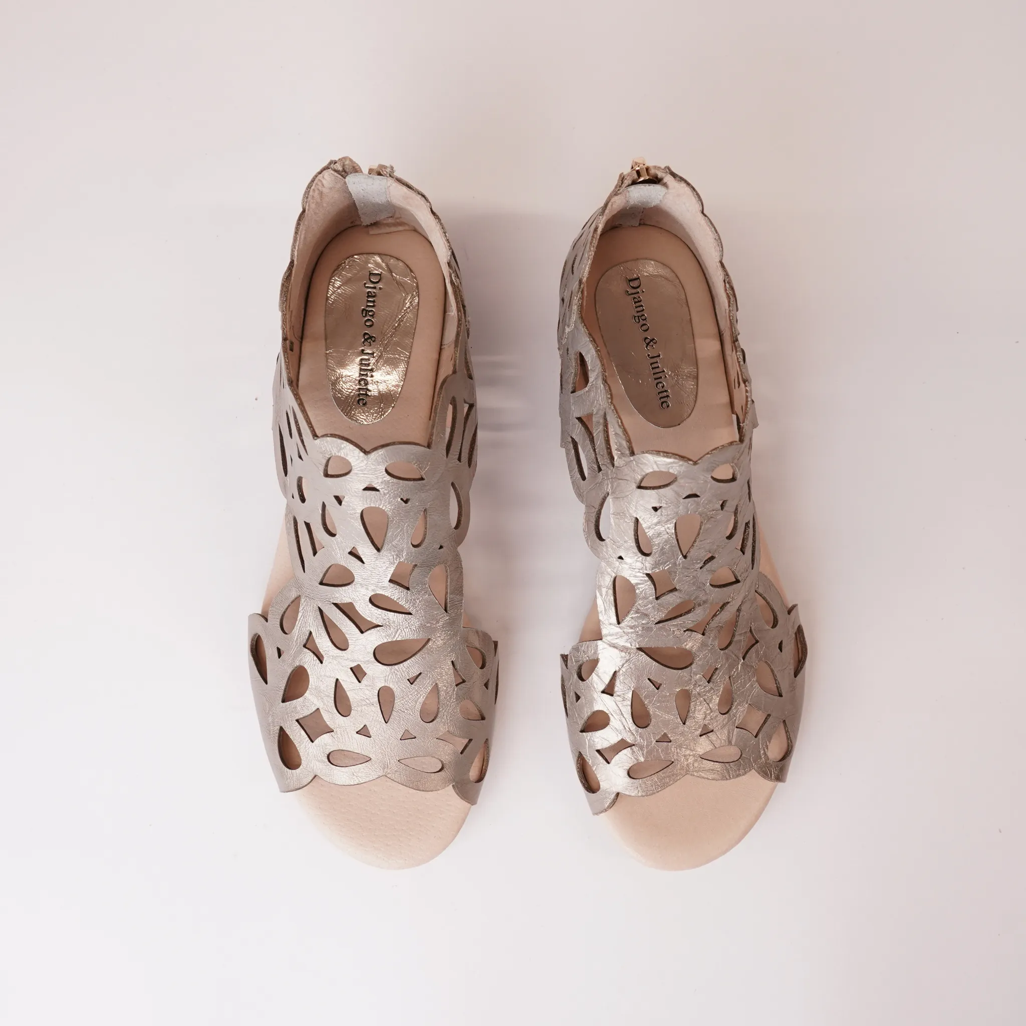 Pietro Champagne Metallic Leather Sandals