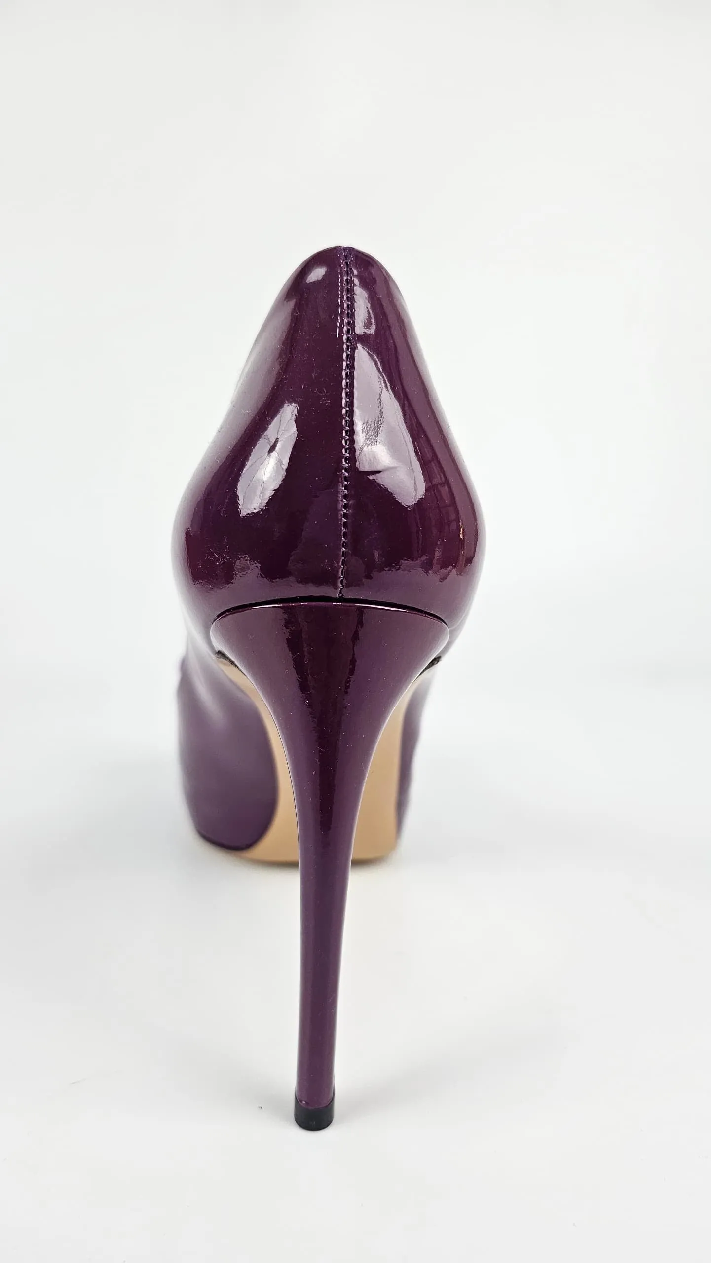 Plum Grape Patent Bow Detail Peep Toe Pumps