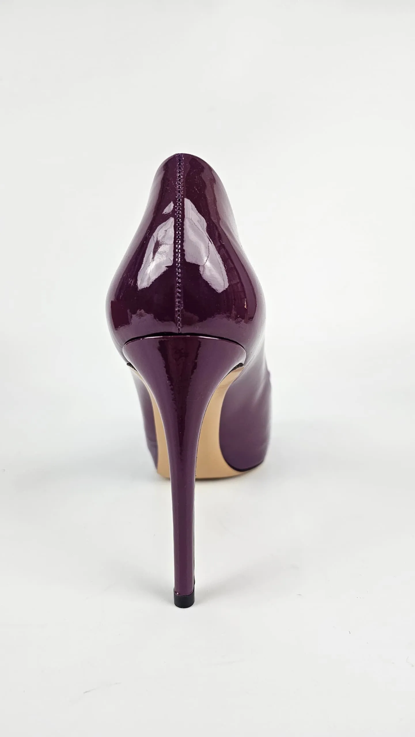 Plum Grape Patent Bow Detail Peep Toe Pumps