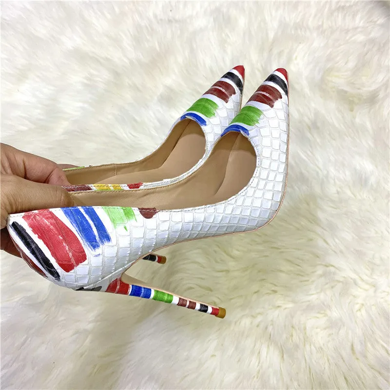 Pre Order:  Snakeskin Pattern Color Graffiti Stiletto Pumps