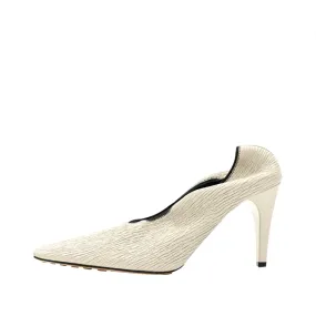 Pre Order:  Wave Pattern Soft Leather Elastic Retro Fine Heel Pumps