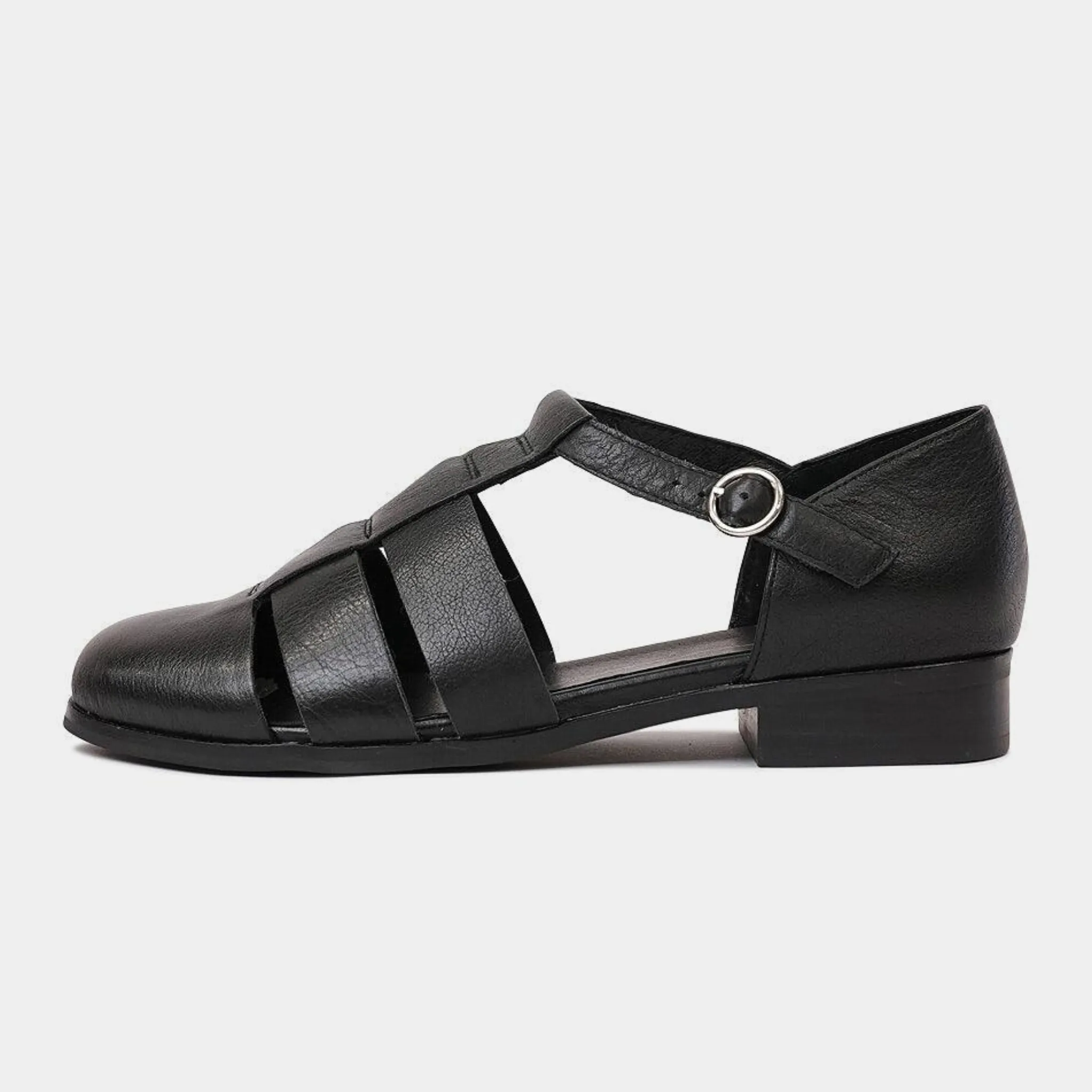 Quizzed Black Leather Flats