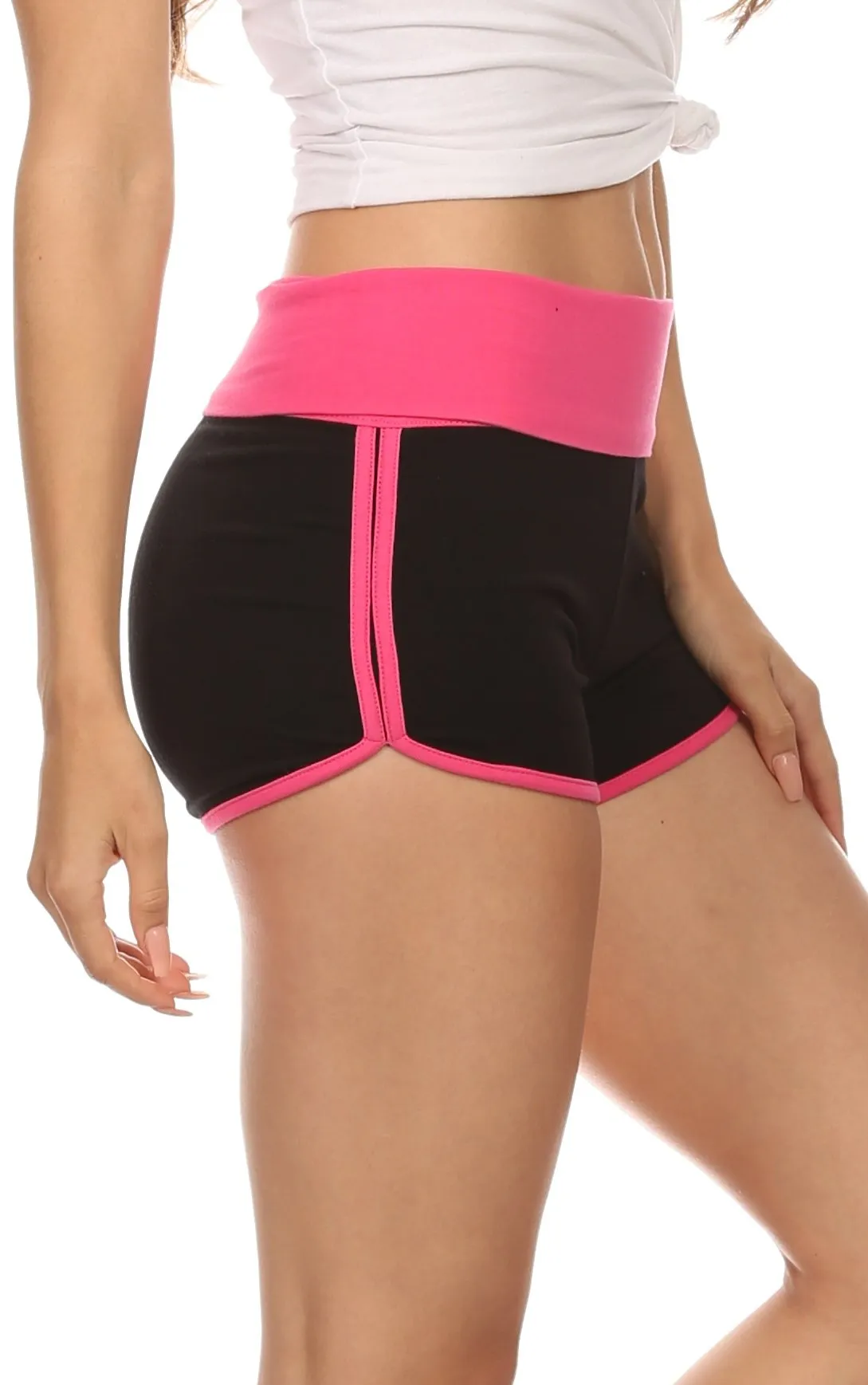 Sakkas Breauna Short Two Tone Fold-Over Waistband Active Dolphin Train Yoga Shorts