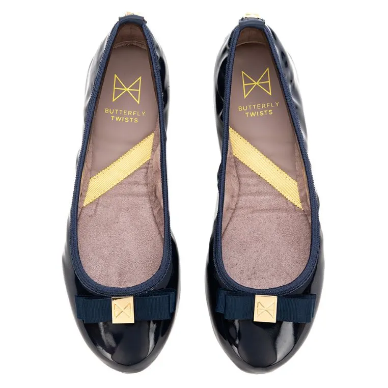 SHEA Ballet Flat Shoes - Navy Patent