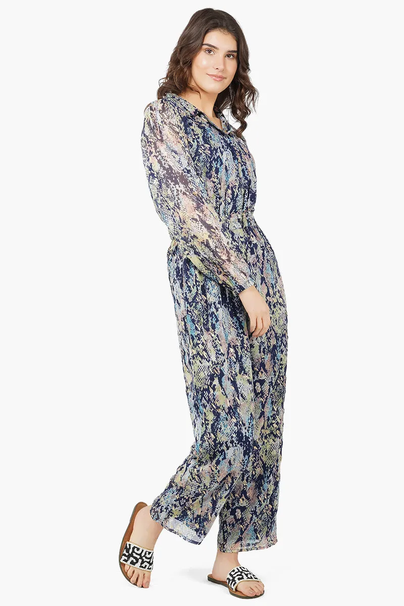 Shimmering Snakeskin Formal Evening Jumpsuit