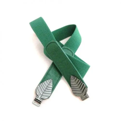 Skinny Stretch Belt Green with Gun Metal Leaves Buckle