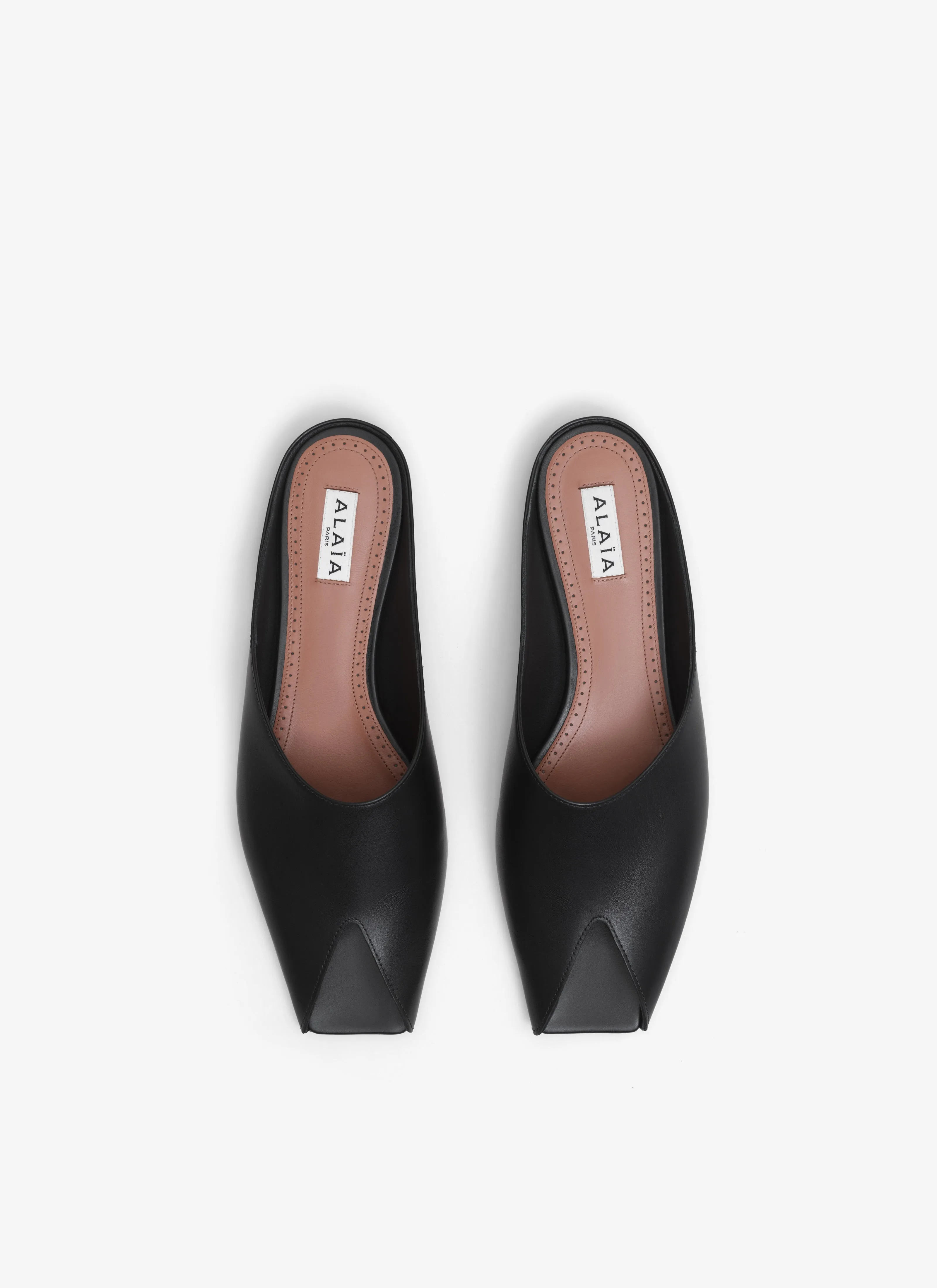 Spike Flat Mules In Calfskin