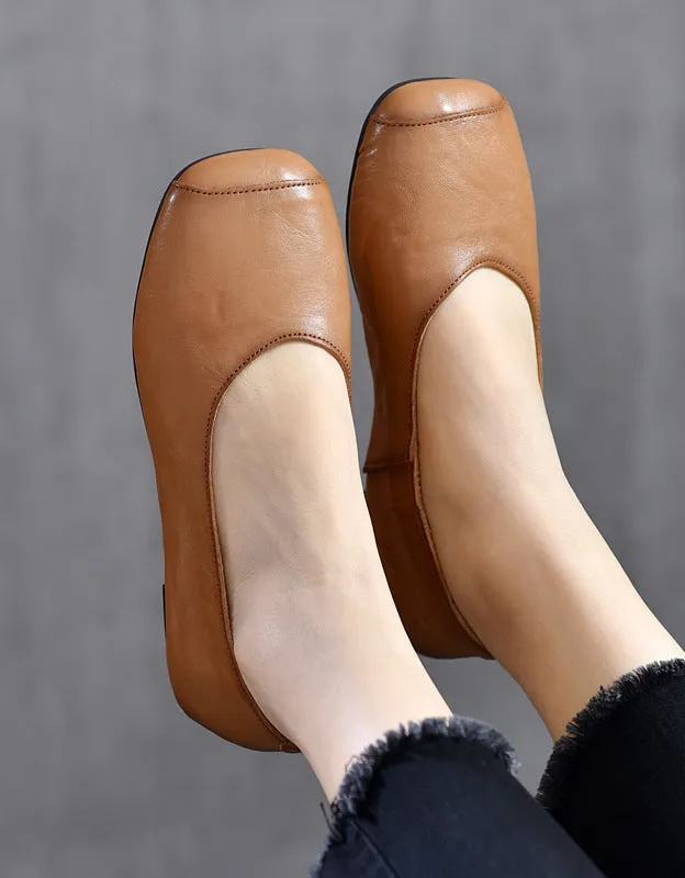 Square Toe Slip-on Retro Flat Shoes Pumps