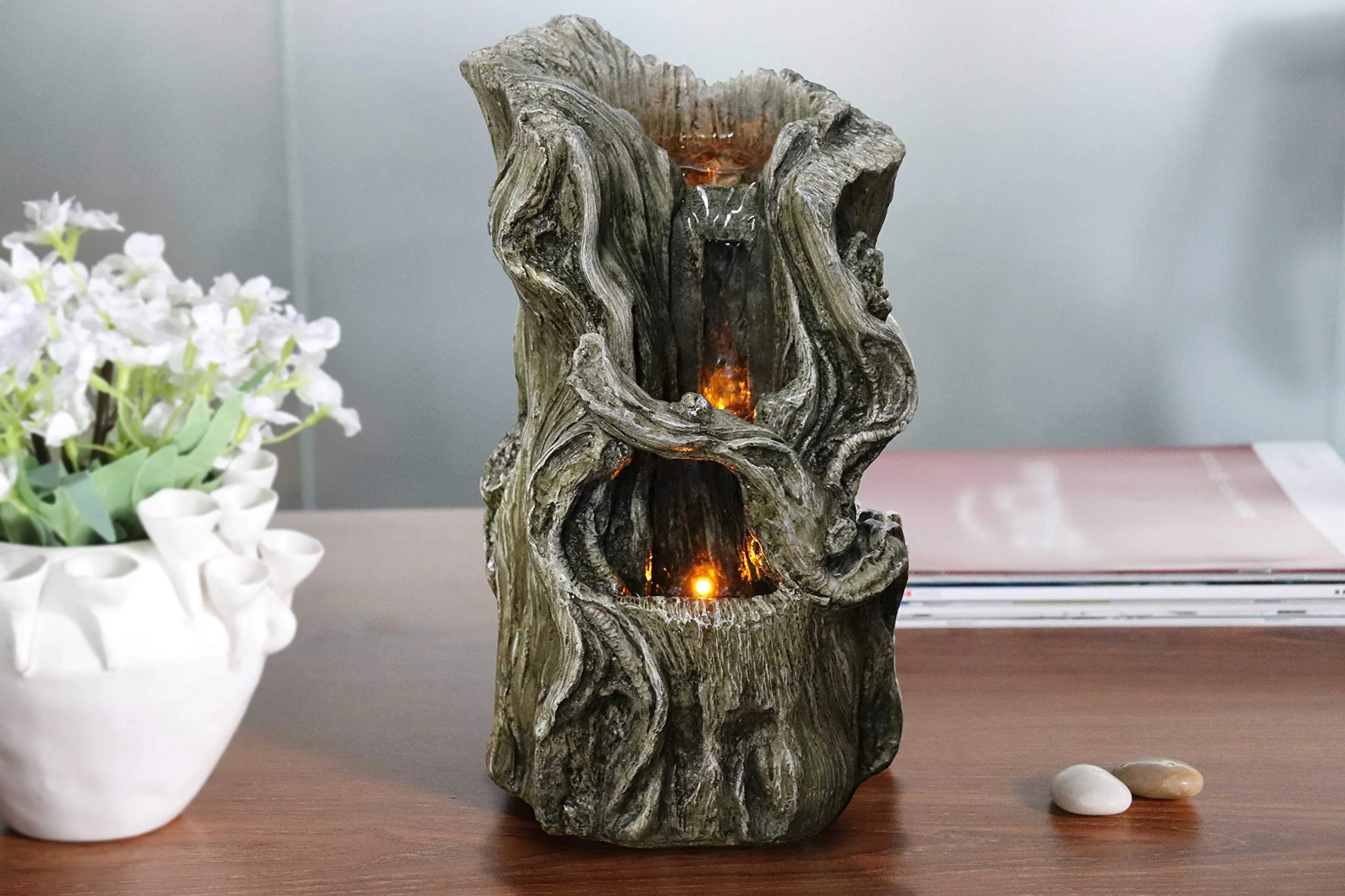 Stump Fountain Relaxation Fountain Indoor Fountain Fountain for Interior Decoration Tabletop Fountain