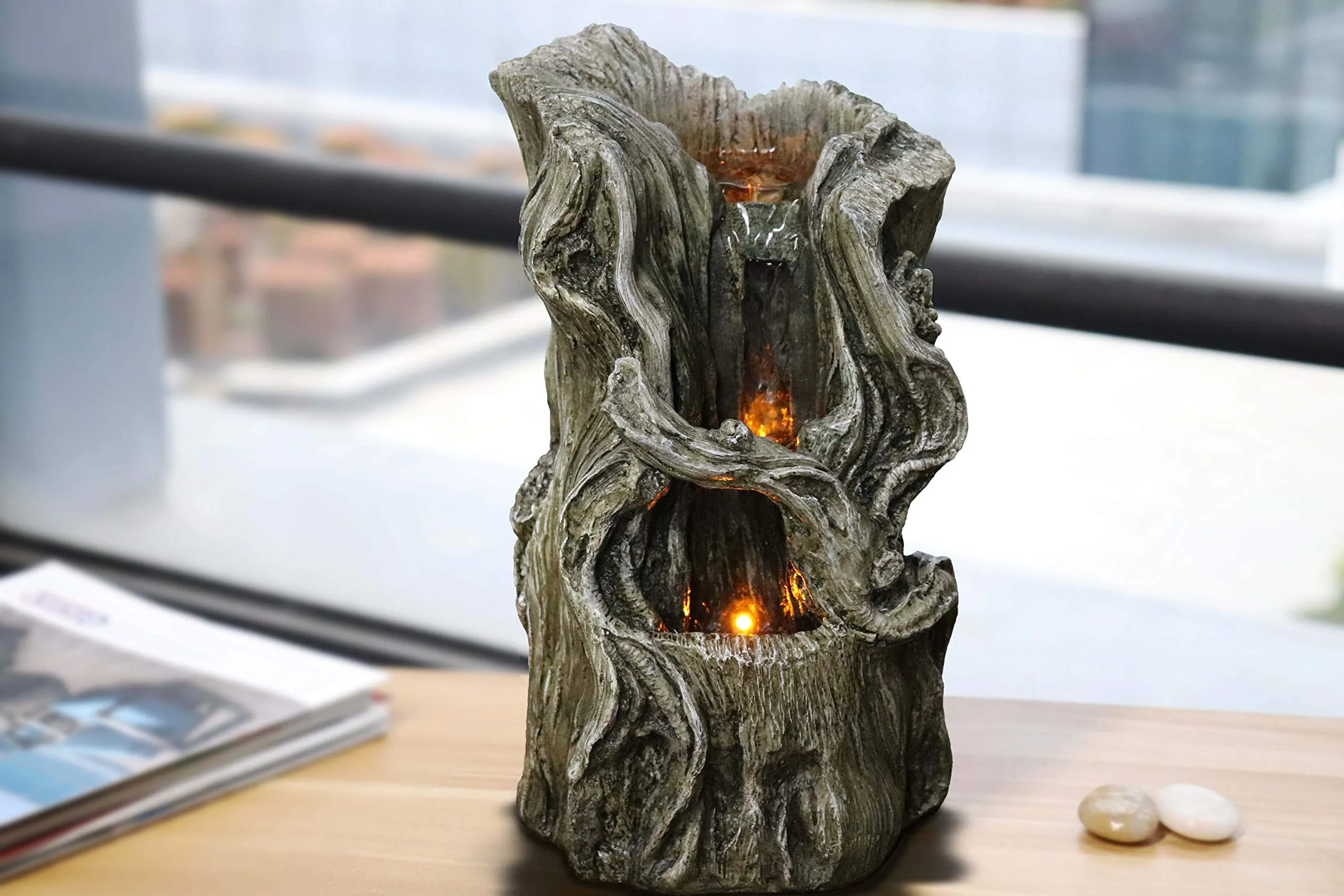 Stump Fountain Relaxation Fountain Indoor Fountain Fountain for Interior Decoration Tabletop Fountain