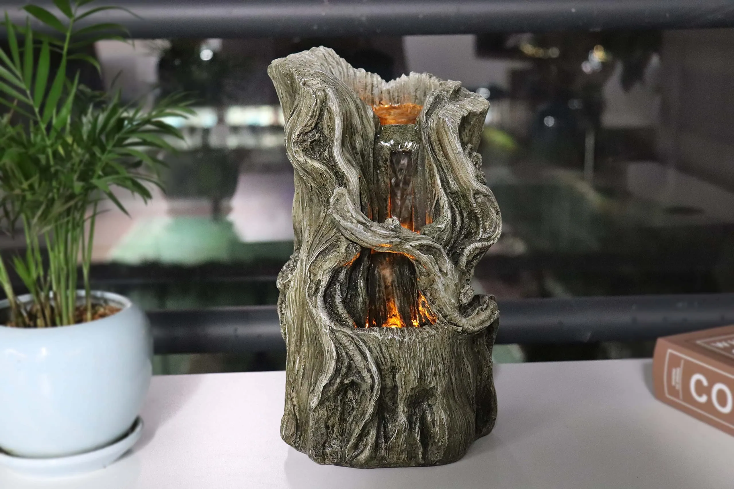 Stump Fountain Relaxation Fountain Indoor Fountain Fountain for Interior Decoration Tabletop Fountain