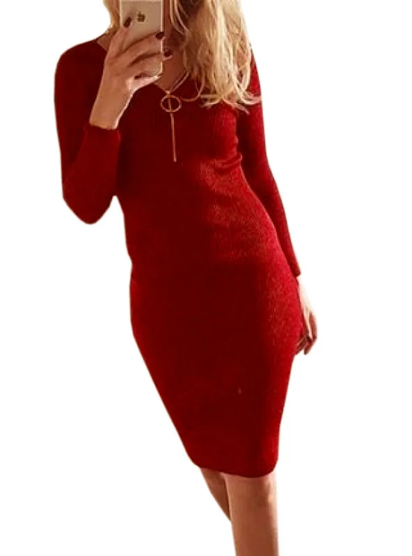 TastyHottie - Knee-Length Sheath Dress Female Bodycon Warm Dresses