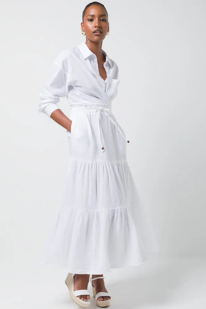 Tiered Maxi Skirt White