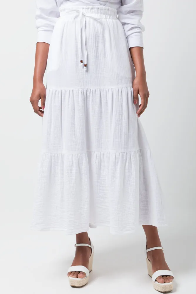 Tiered Maxi Skirt White