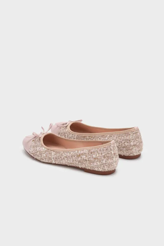 TWEED ROUND TOE BALLERINA FLAT