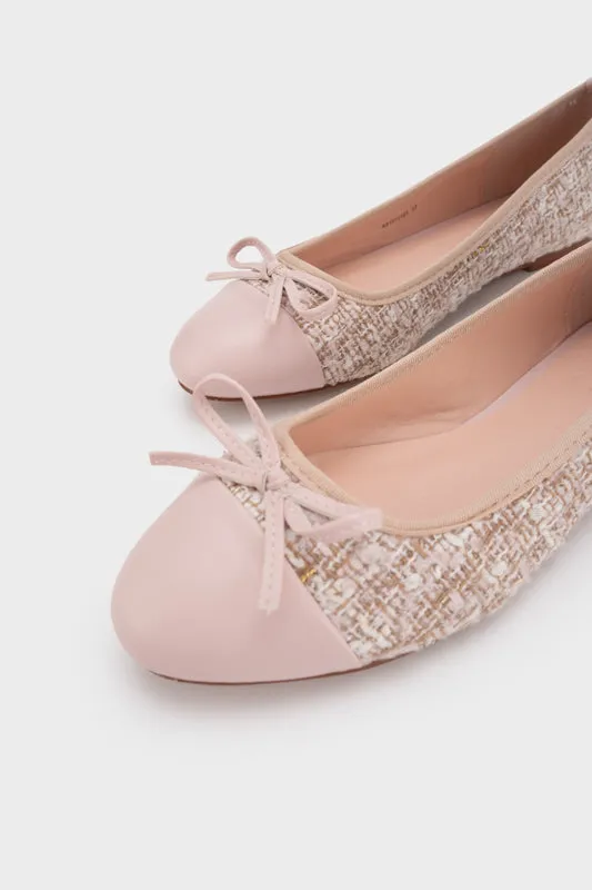 TWEED ROUND TOE BALLERINA FLAT