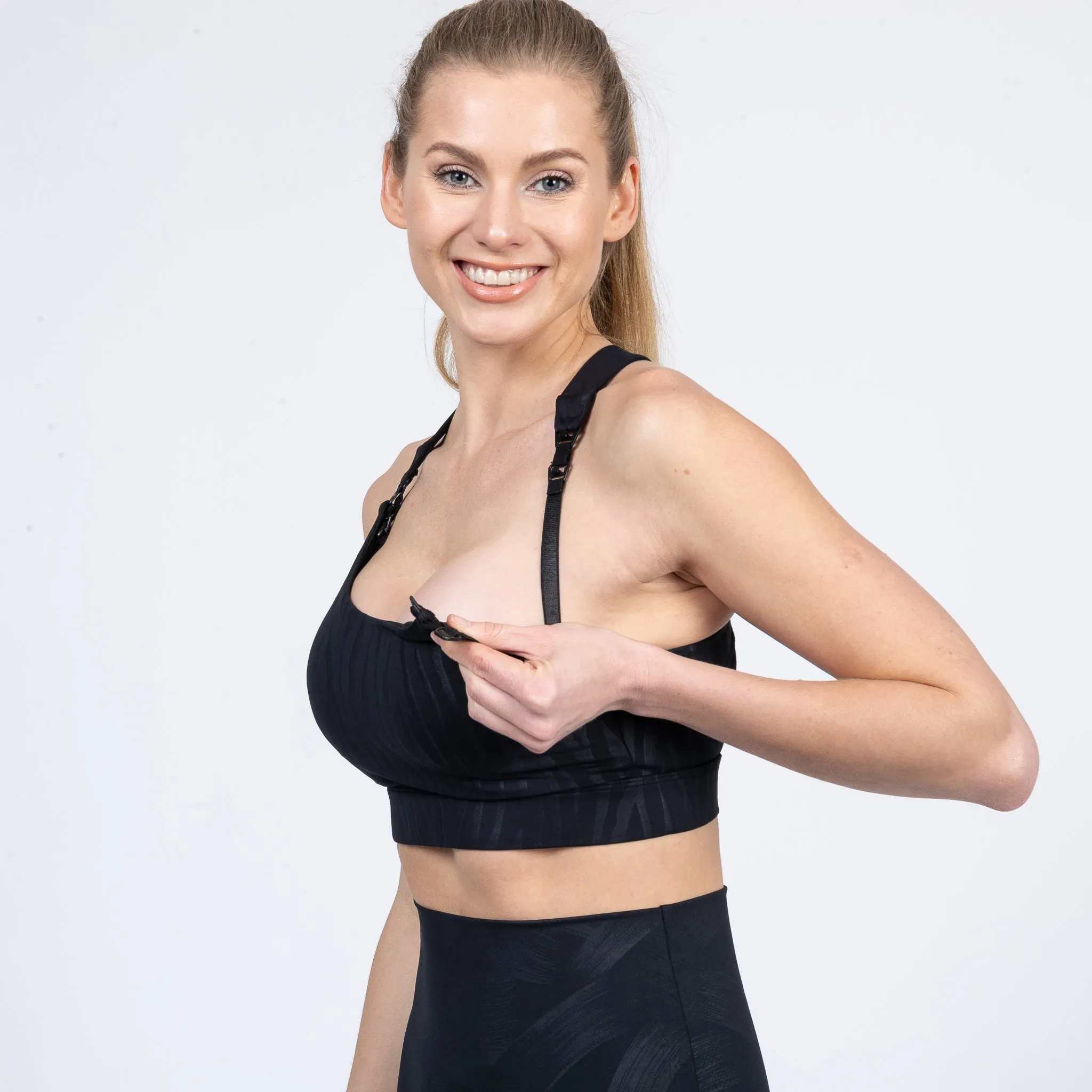 Venice 3 Ultimate Support Full Coverage Nursing & Pumping Sports Bra (Black Tiger)