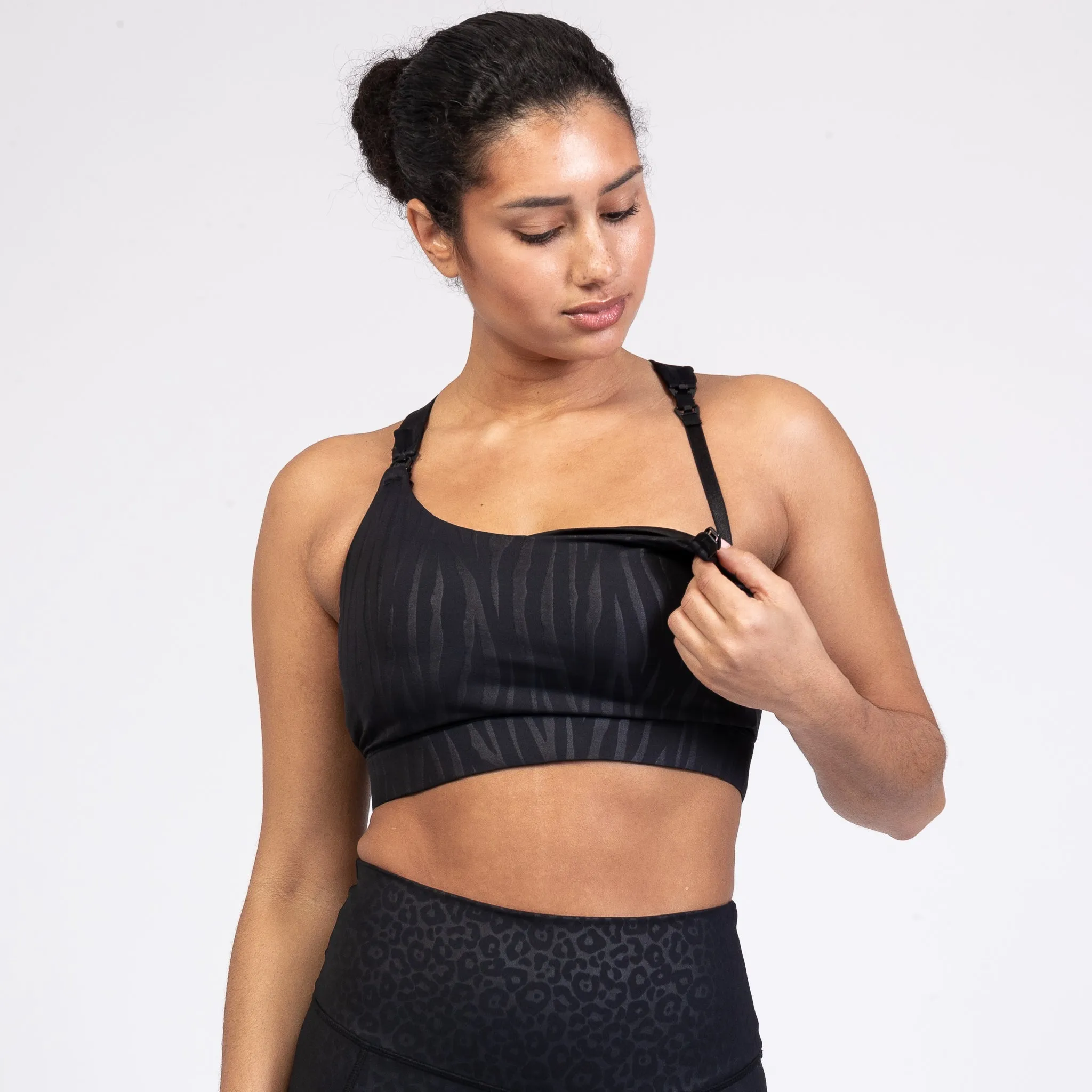 Venice 3 Ultimate Support Full Coverage Nursing & Pumping Sports Bra (Black Tiger)