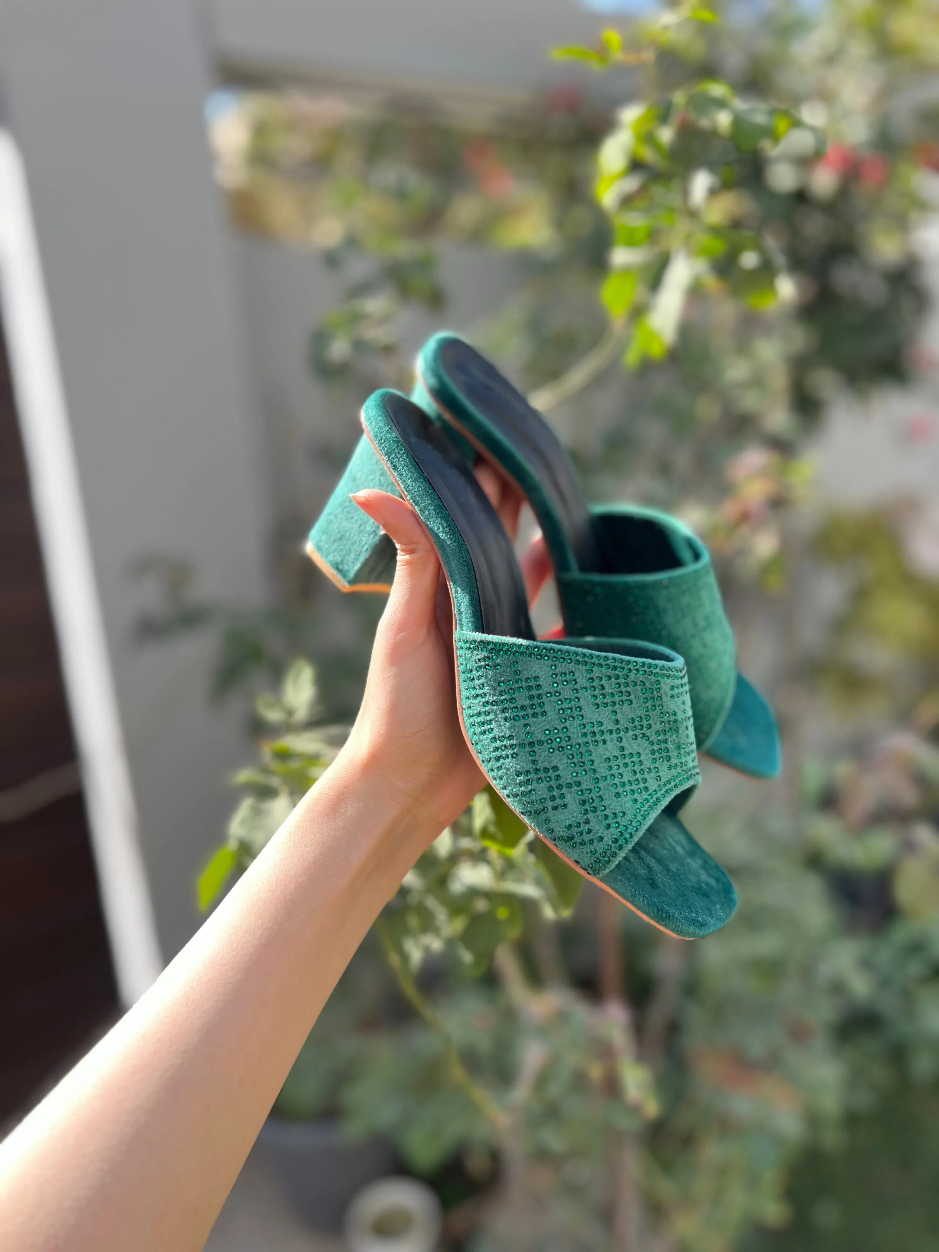 Veronika Block Heels - Green