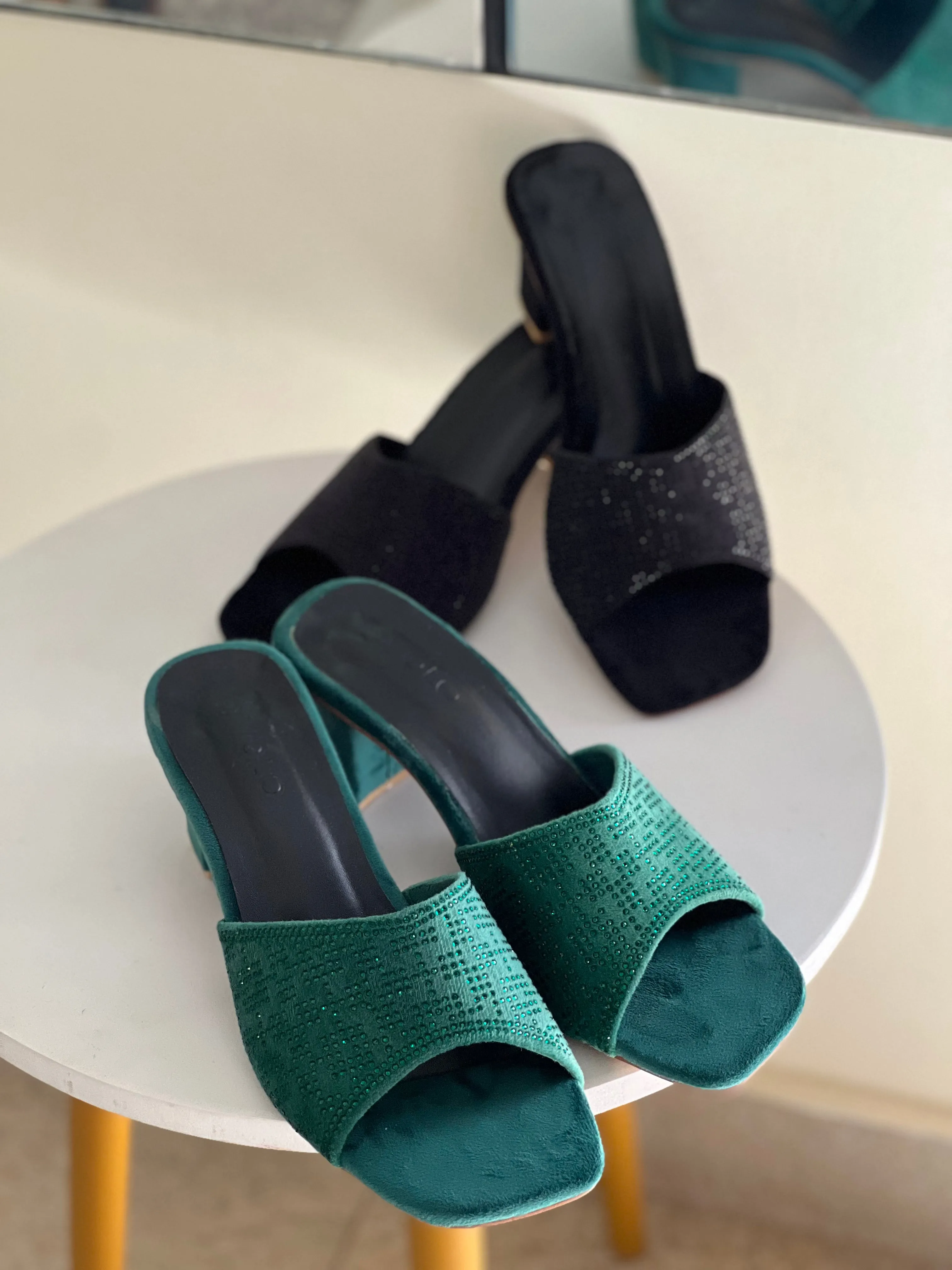 Veronika Block Heels - Green