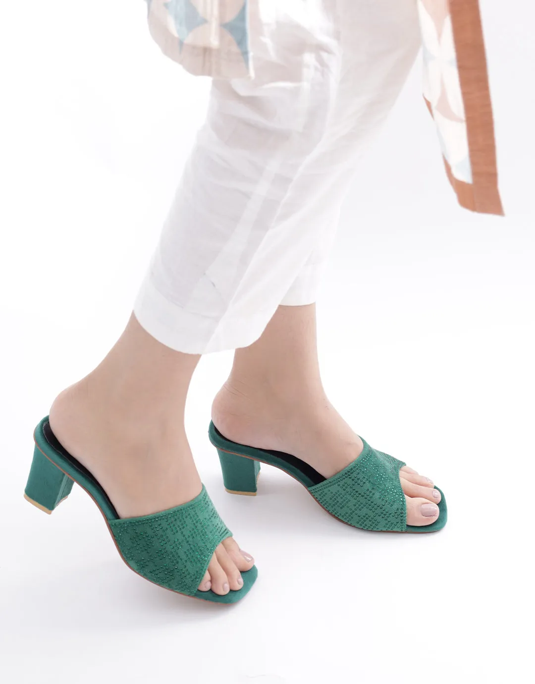 Veronika Block Heels - Green