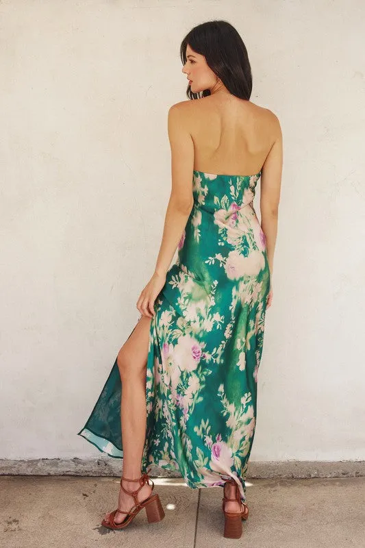 Waitlist 11/06 ♥ Stella Sleeveless Floral Print Maxi Dress Green