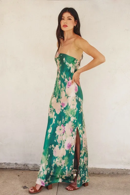 Waitlist 11/06 ♥ Stella Sleeveless Floral Print Maxi Dress Green