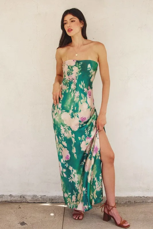 Waitlist 11/06 ♥ Stella Sleeveless Floral Print Maxi Dress Green