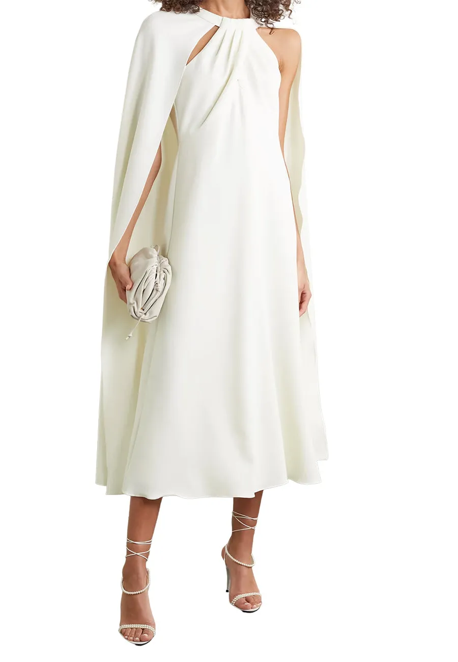 White Cape Midi Dress