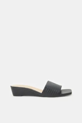 Women Black Wedge Mule