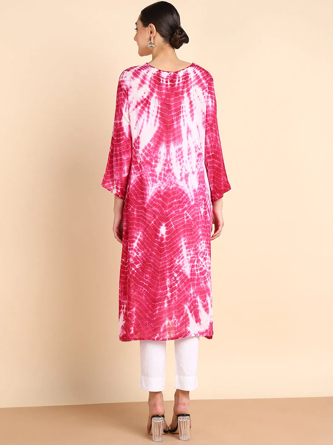 Women Hand Dyed Rayon Straight Kurta