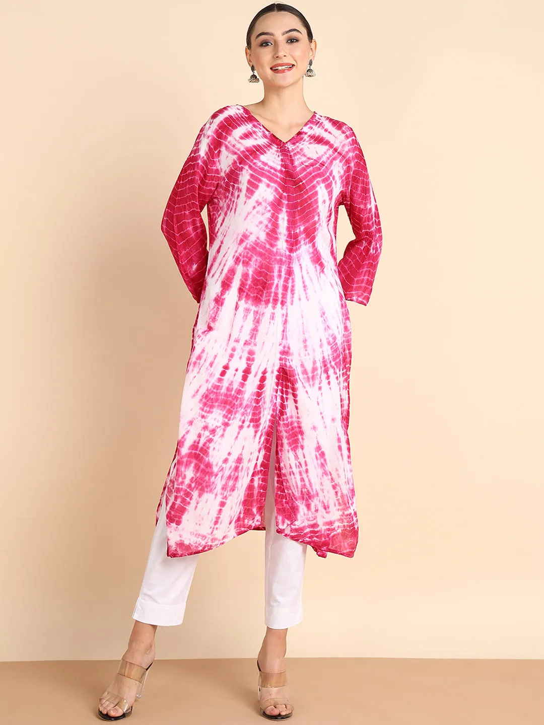 Women Hand Dyed Rayon Straight Kurta