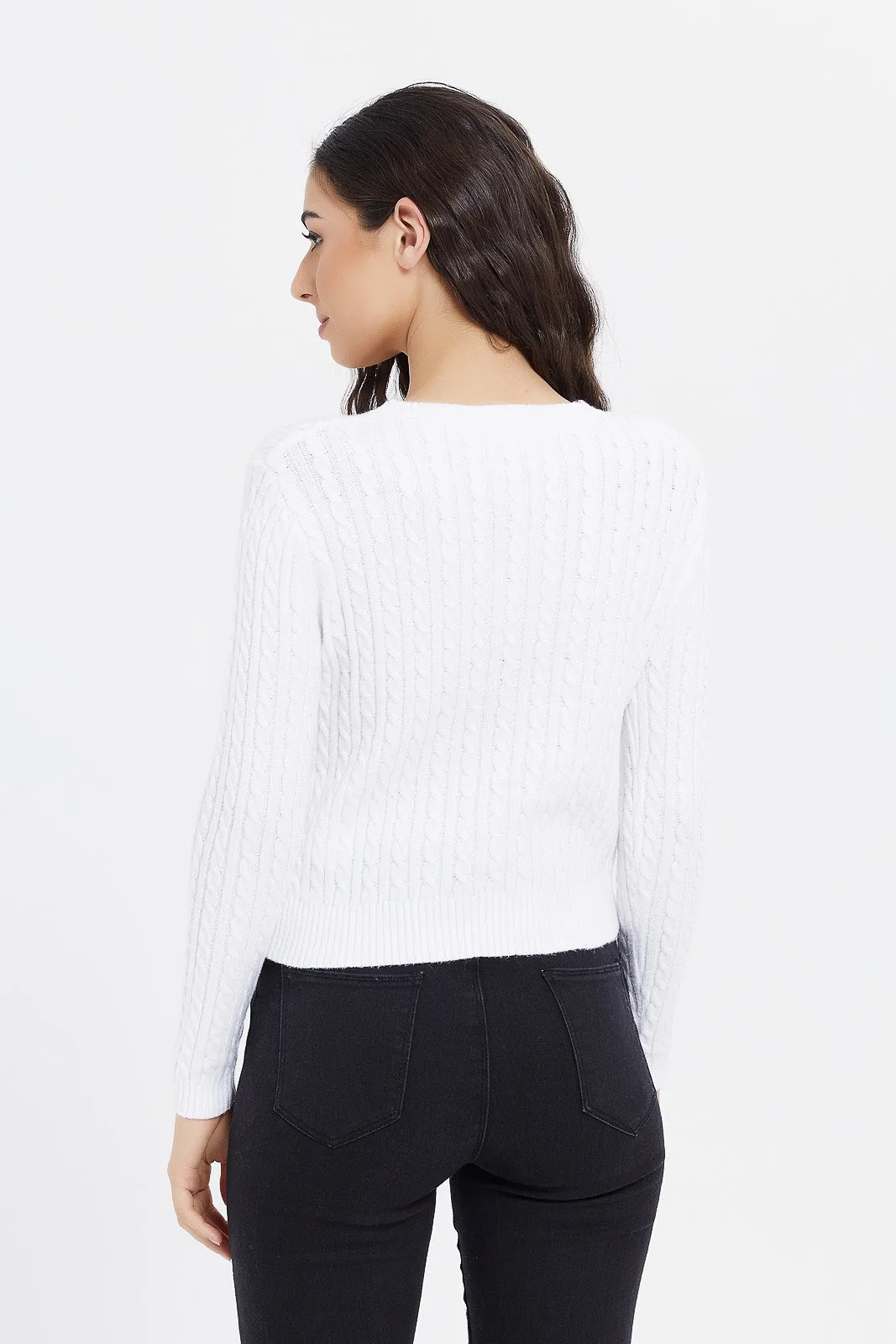 Women Ivory Knitted Pullover