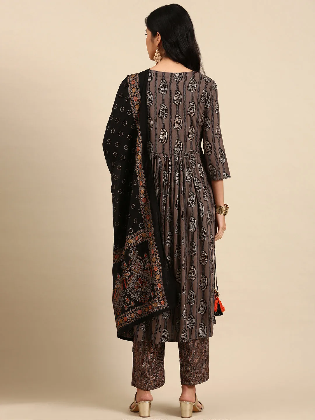 Women's Grey Printed Kurta Set