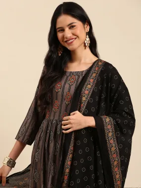 Women's Grey Printed Kurta Set