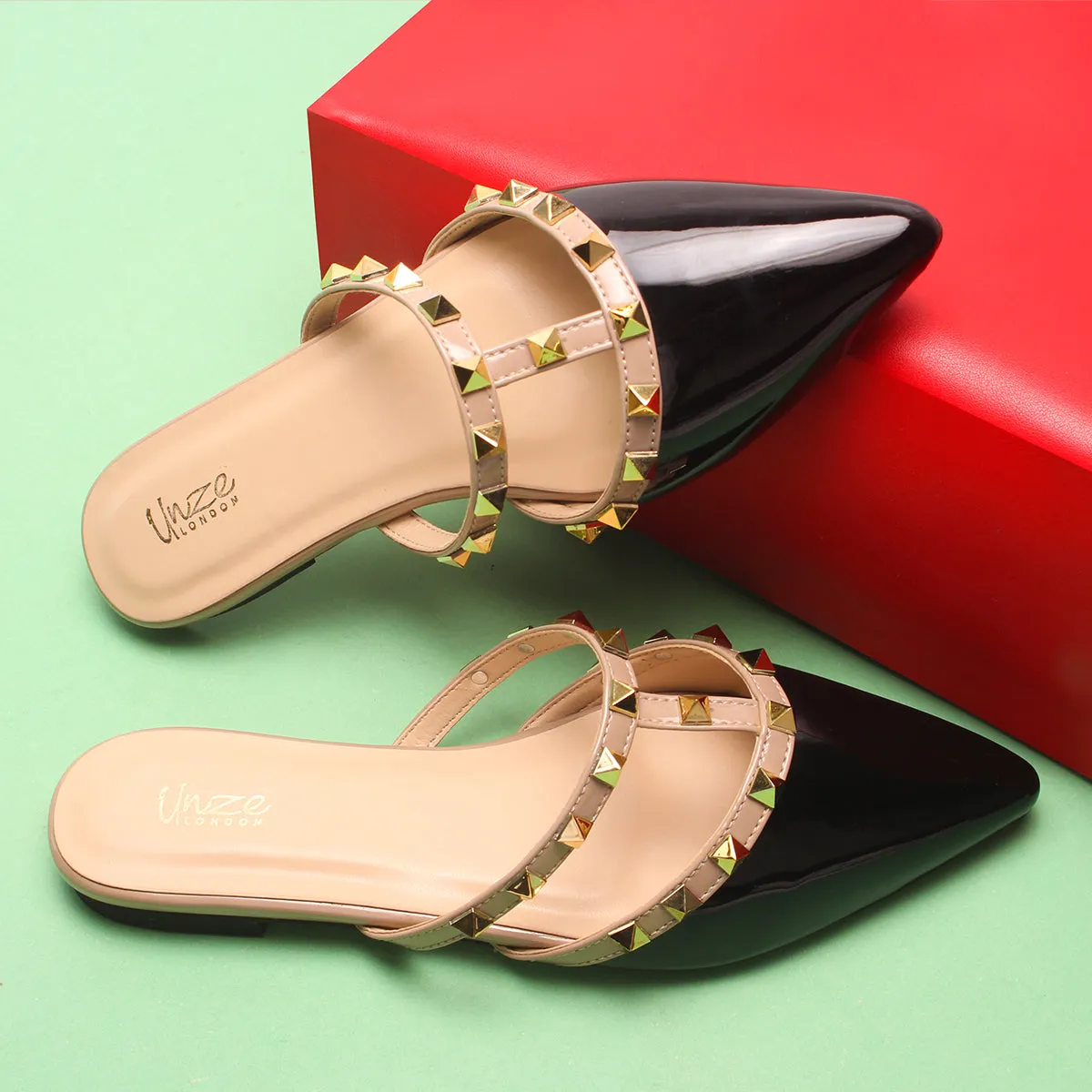 Womens "FRIDA" Adorned Pointed Slide In Slipper